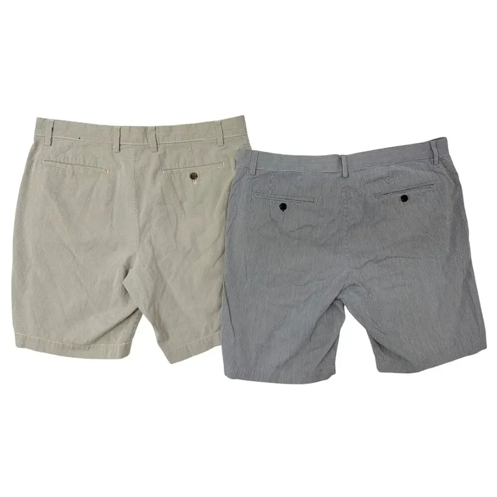 Banana Republic Men’s Aiden Striped Shorts Lot of 2 Beige Blue Size 34 35